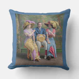Coussin imprimé d'artistes de vaudeville vers 1910