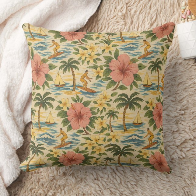 Coussin Imprimé de chemise hawaïenne délavé du milieu du s (Couverture)