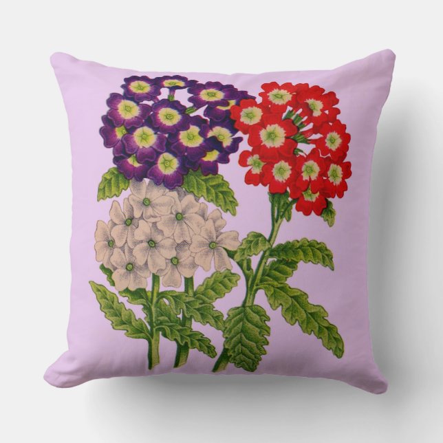 Coussin imprimé de fleurs verbena (Recto)