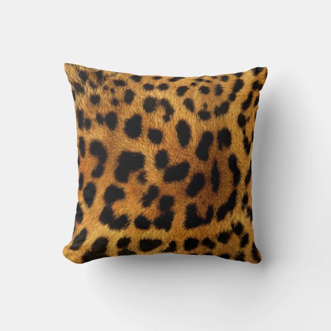 Coussin imprimé de guépard noir et brun sauvage Safari (Recto)