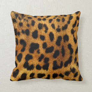 Coussin imprimé de guépard noir et brun sauvage Safari