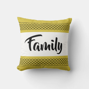 Coussin Imprimé de motif familial élégant jaune or
