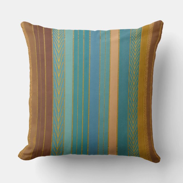 Coussin Imprimé de rayures futuristes du milieu du siècle (Recto)