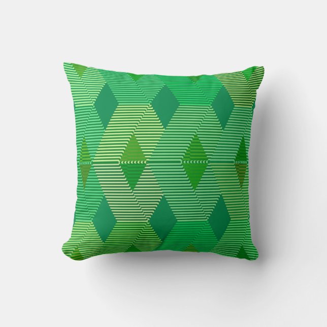 Coussin Imprimé diamant moderne du milieu du siècle, vert  (Recto)