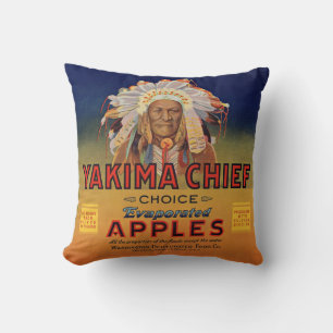 Coussin Imprimé étiquette de pommes évaporé par le chef Ya