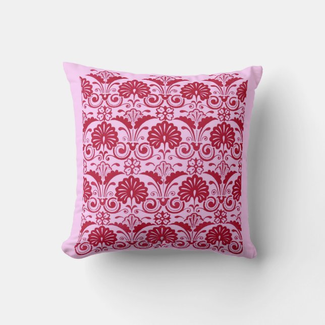 Coussin imprimé éventails et frondes roses (Recto)