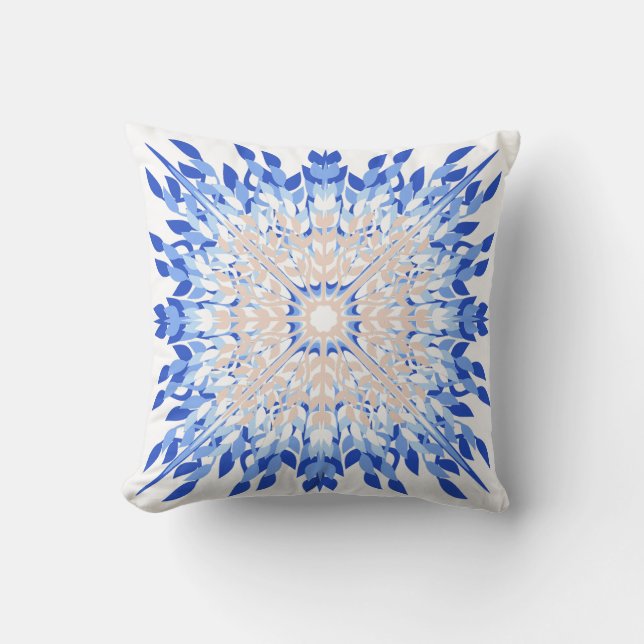 Coussin imprimé floral côtier d'été bleu (Recto)