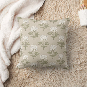 Coussin Imprimé floral de pivoine bloc vintage champignon