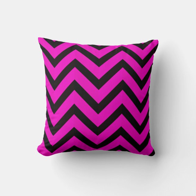 Coussin Imprimé géométrique à rayures chevron rose moderne (Recto)