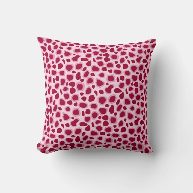 Coussin Imprimé léopard - Bordeaux et rose (Recto)