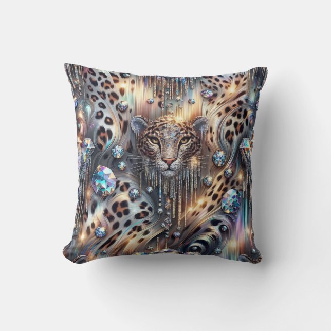 Coussin Imprimé léopard girly opale chic (Recto)