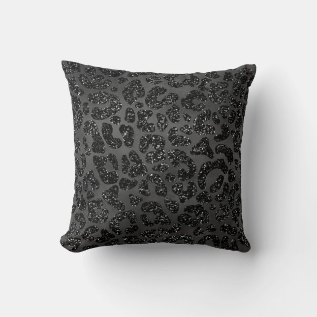 Coussin Imprimé léopard pailleté noir (Recto)