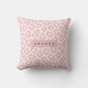 Coussin Imprimé léopard rose pastel personnalisé