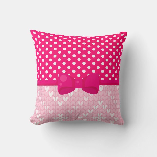 Coussin Imprimé tricoté et pois  (Recto)