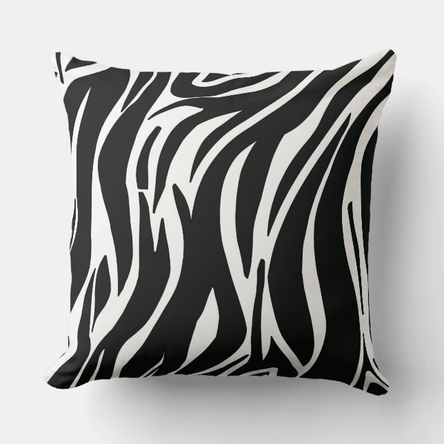Coussin imprimé zèbre noir et blanc moderne (Recto)
