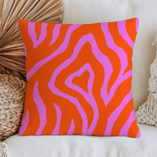 Coussin Imprimé zèbre orange brûlé et rose maximaliste