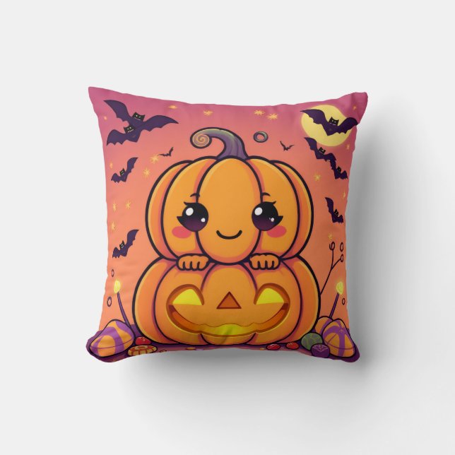 Coussin Imprimer Citrouille Halloween (Recto)