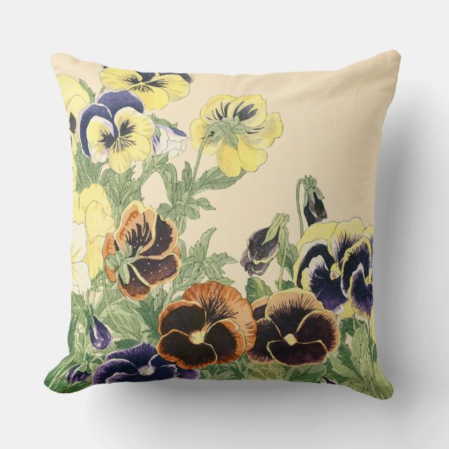 Coussin Imprimer le bloc de bois de fleurs de pansement (Recto)