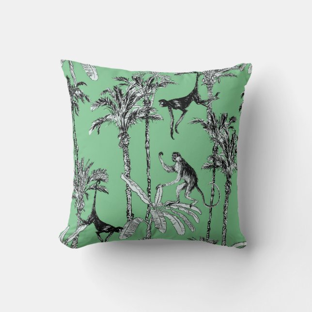 Coussin Imprimer le singe de la Toile verte à la menthe (Recto)