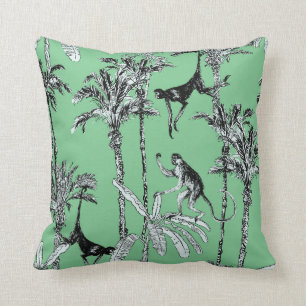 Coussin Imprimer le singe de la Toile verte à la menthe