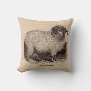 Coussin Imprimerie du 19e siècle moutons des Highlands