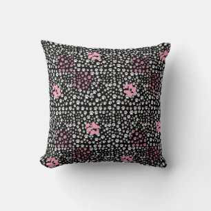 Coussin Imprimez les pattes motif NS 01b. BG noir