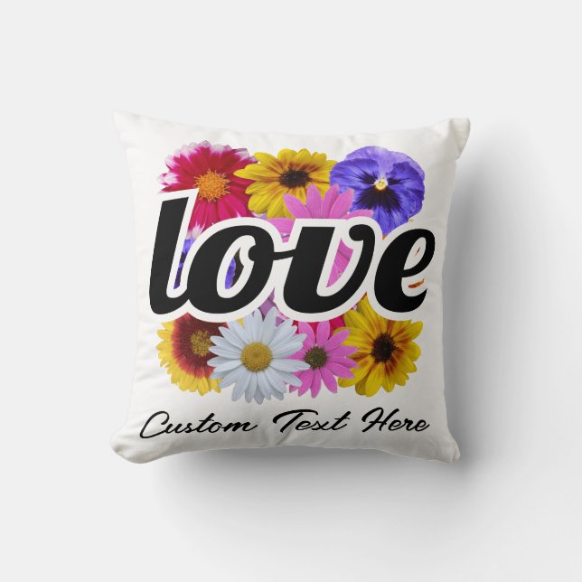 Coussin In Bloom - Amour avec Bouquet Floral Carré (Recto)