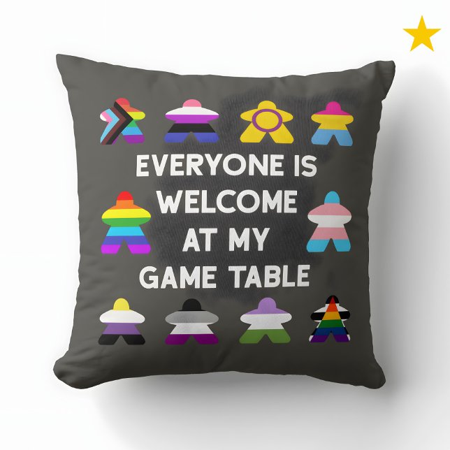 Coussin Inclusive Board Game LGBTQ Pride Flag Meeples  (Créateur téléchargé)