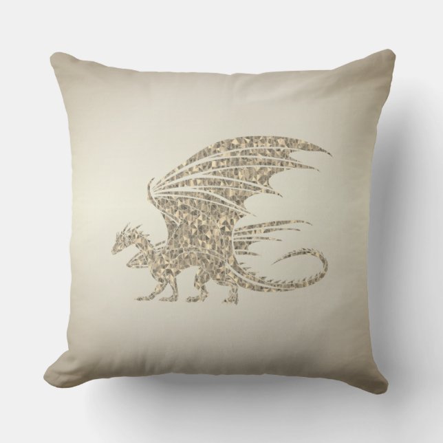 Coussin Incroyable Dragon Mosaïque Doré (Recto)