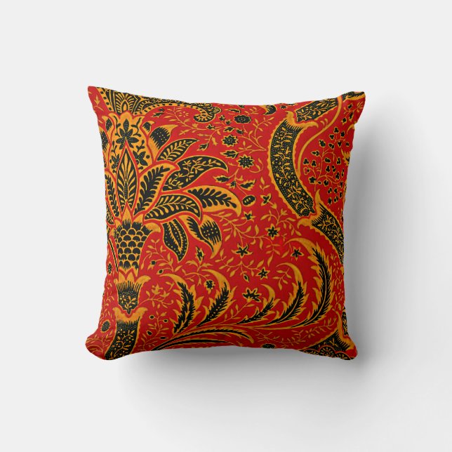 Coussin Inde, motif vintage par William Morris (Recto)