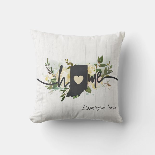 Coussin Indiana State Personnalisé Your Home City Rustic (Recto)