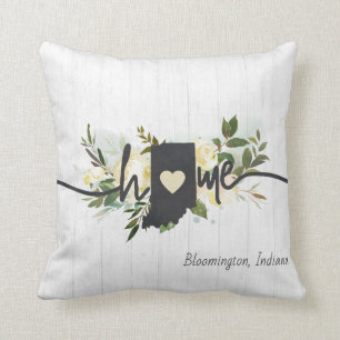 Coussin Indiana State Personnalisé Your Home City Rustic