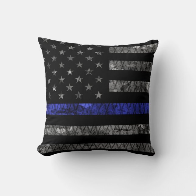 Coussin Indicateur de la ligne bleue mince de la police (Recto)