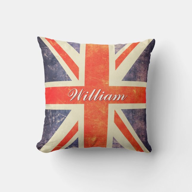 Coussin Indicateur Union Jack Vintage personnalisé (Recto)