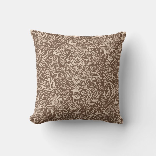 Coussin Indien de William Morris, Taupe Tan et beige (Recto)