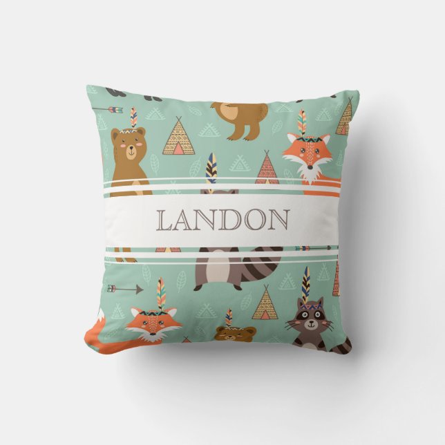 Coussin indigène personnalisé d'amis de forêt (Recto)