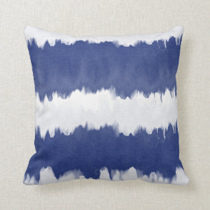 Coussin Indigo Blue Tie Dye Shibori Stripe