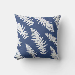 Coussin Indigo Fern Peinture Botanique Plante blanche
