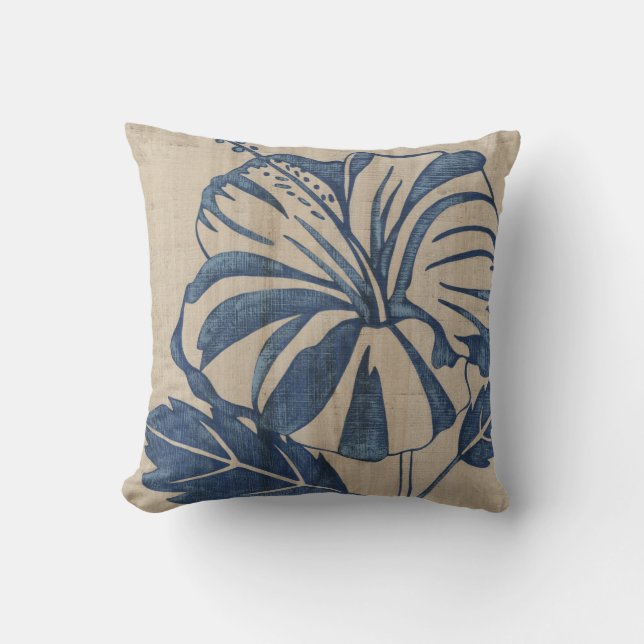 Coussin Indigo Hibiscus (Recto)