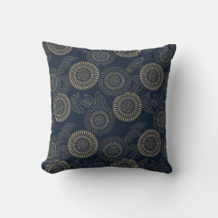 Coussin Indigo motif d'inspiration japonaise et design bro