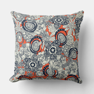 Coussin indigo orange succulent