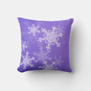 Coussin Indigo White Snowllakes minimaliste Noël