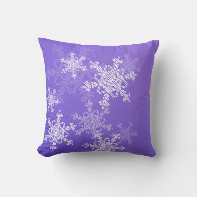 Coussin Indigo White Snowllakes minimaliste Noël (Recto)