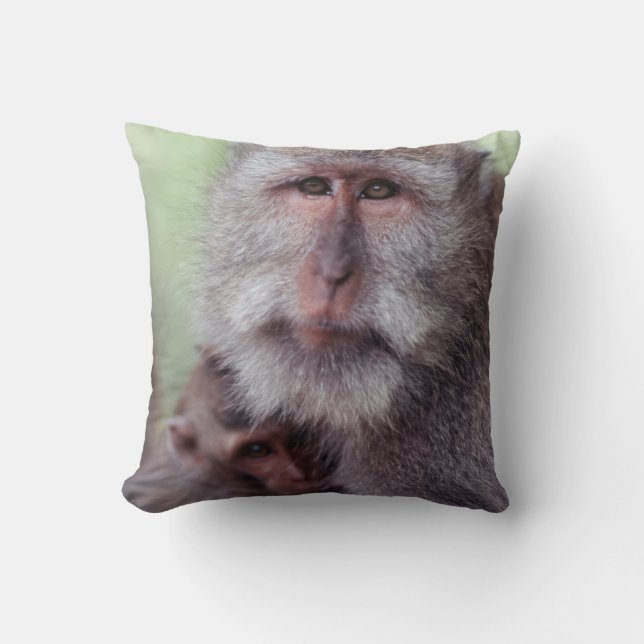 Coussin Indonésie, Bali, Ubud, Macaque à longue queue (Recto)