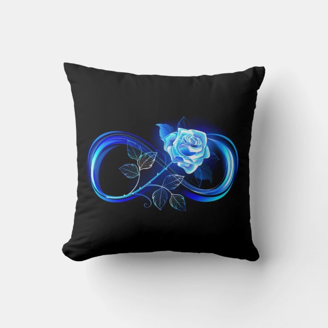 Coussin Infini lumineux avec rose bleue (Recto)