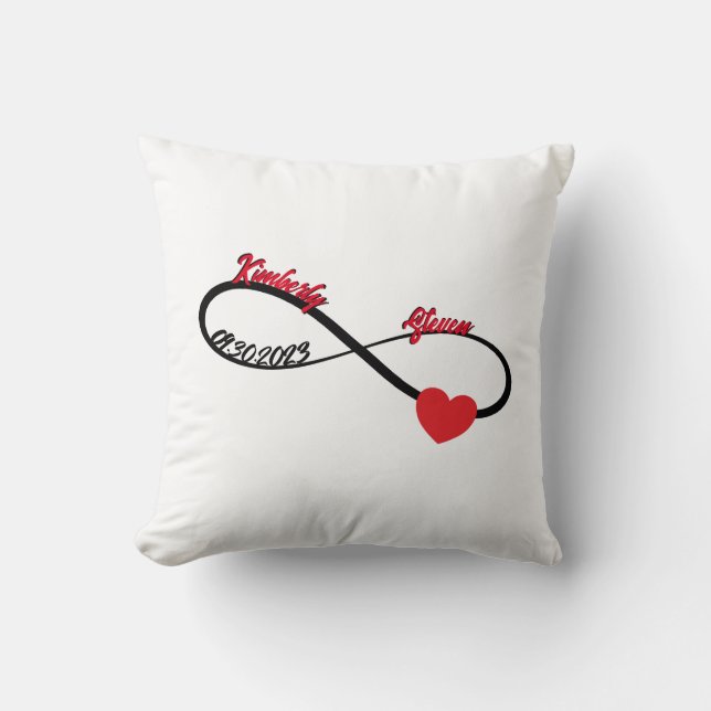 Coussin Infinité personnalisée avec coeur (Recto)