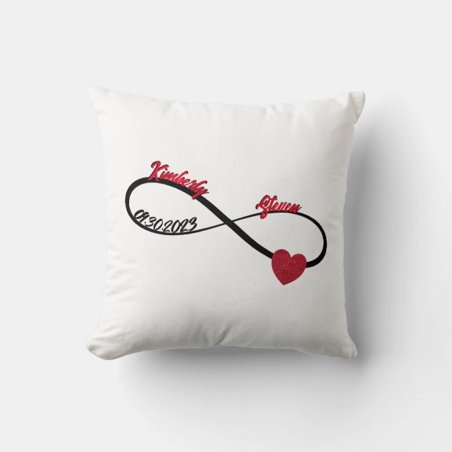 Coussin Infinité personnalisée avec coeur de Parties scint (Recto)