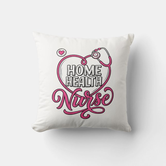 Coussin Infirmière à domicile Stéthoscope rose Création de (Recto)