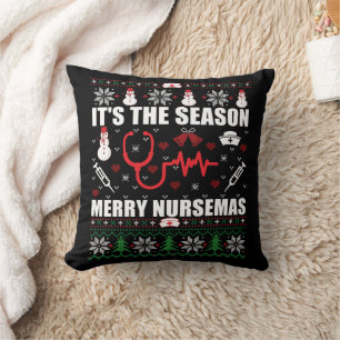Coussin Infirmière à pull de Noël