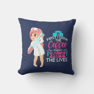 Coussin Infirmière amusante qui dit avec une grande aiguil